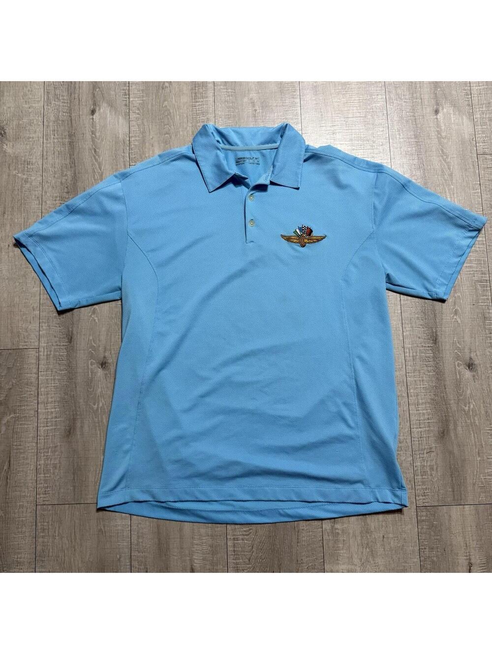 Nike Golf Fit-Dry Indianapolis Speedway Textured Blue Shirt 256488 490‎ Men’s XL - Picture 2 of 9